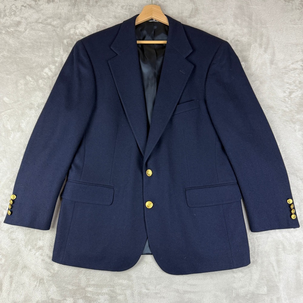 VTG Polo University Club Ralph Lauren Blazer Men 44R? Navy Wool Gold Buttons 90s